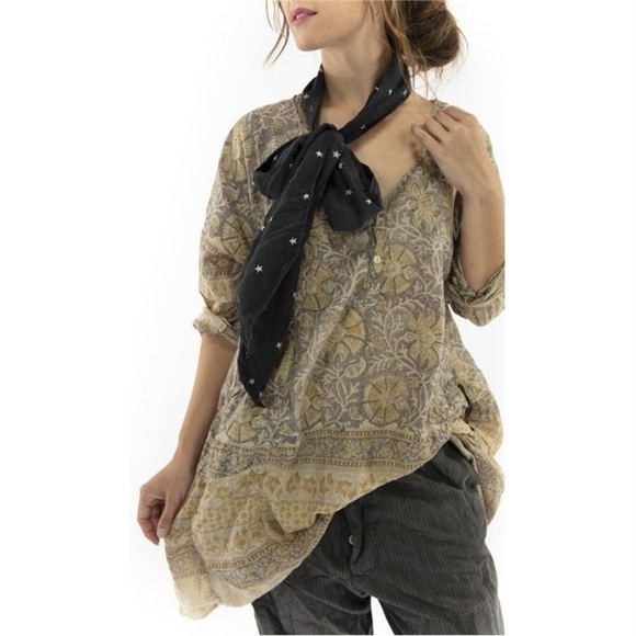Magnolia Pearl, Block Print Briar Tunic in Flower Child, One Size Fits Most - Picture 1 of 12